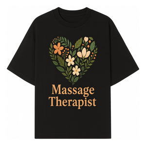 Floral Heart Massage Therapist Sign - Elegant Wall Decor for Spa, Wellness Center, or Home Massage Room, Relaxation Gift - T-shirt 1758350881894.jpg
