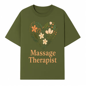 Floral Heart Massage Therapist Sign - Elegant Wall Decor for Spa, Wellness Center, or Home Massage Room, Relaxation Gift - T-shirt 1758350882168.jpg