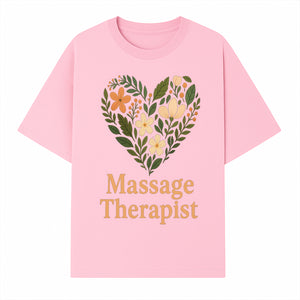 Floral Heart Massage Therapist Sign - Elegant Wall Decor for Spa, Wellness Center, or Home Massage Room, Relaxation Gift - T-shirt 1758350882577.jpg