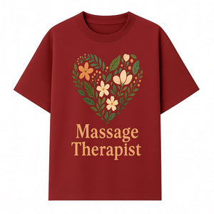 Floral Heart Massage Therapist Sign - Elegant Wall Decor for Spa, Wellness Center, or Home Massage Room, Relaxation Gift - T-shirt 1758350882721.jpg
