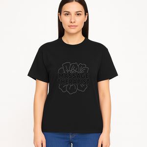 Massage Therapist Floral Design T-Shirt, Relaxation Gift for Spa Professionals, Healing Arts Apparel, Custom Therapist Merchandise - T-shirt 1758350884178.jpg