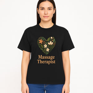 Floral Heart Massage Therapist Sign - Elegant Wall Decor for Spa, Wellness Center, or Home Massage Room, Relaxation Gift - T-shirt 1758350884538.jpg