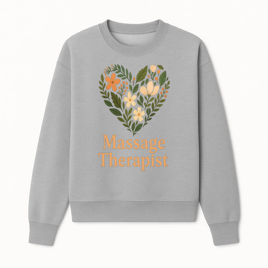 Floral Heart Massage Therapist Sign - Elegant Wall Decor for Spa, Wellness Center, or Home Massage Room, Relaxation Gift - Sweatshirt 1758350884792.jpg
