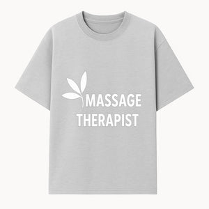 Massage Therapist Sign with Leaf Design, Wellness Studio Decor, Spa Signage, Relaxation Decor, Complementary Therapy Artwork - T-shirt 1758350890868.jpg