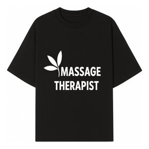 Massage Therapist Sign with Leaf Design, Wellness Studio Decor, Spa Signage, Relaxation Decor, Complementary Therapy Artwork - T-shirt 1758350891054.jpg