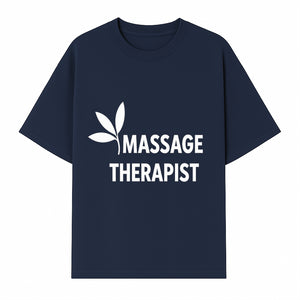 Massage Therapist Sign with Leaf Design, Wellness Studio Decor, Spa Signage, Relaxation Decor, Complementary Therapy Artwork - T-shirt 1758350892001.jpg
