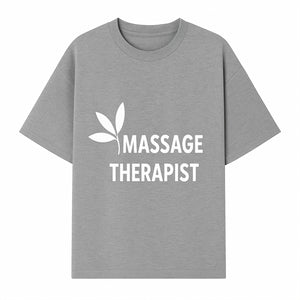 Massage Therapist Sign with Leaf Design, Wellness Studio Decor, Spa Signage, Relaxation Decor, Complementary Therapy Artwork - T-shirt 1758350892263.jpg