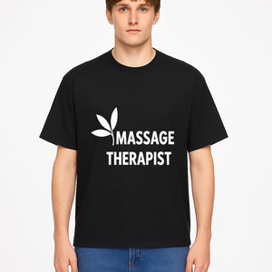 Massage Therapist Sign with Leaf Design, Wellness Studio Decor, Spa Signage, Relaxation Decor, Complementary Therapy Artwork - T-shirt 1758350893544.jpg