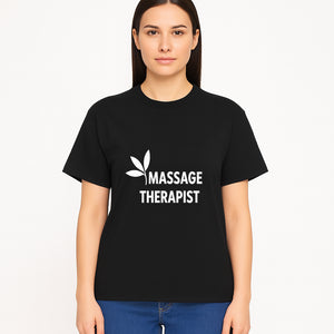 Massage Therapist Sign with Leaf Design, Wellness Studio Decor, Spa Signage, Relaxation Decor, Complementary Therapy Artwork - T-shirt 1758350893670.jpg