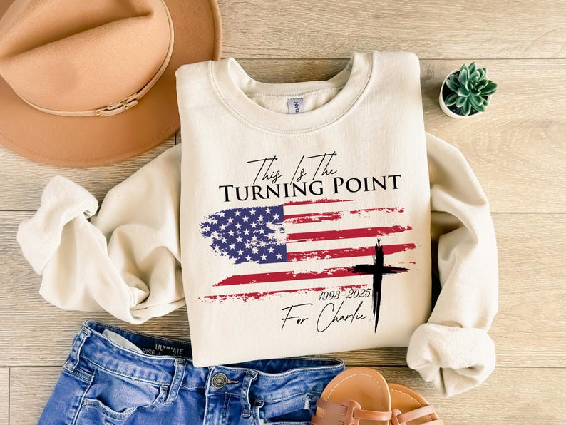 Charlie Kirk Shirt Turning Point Flag Cross Crewneck Sweatshirt Political Statement Tee Patriotic Protest Top We Are All Charlie Kirk 1758508101497.jpg