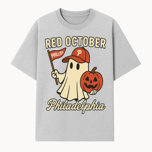 Philadelphia Phillies Ghost Halloween Shirt - Red October Pumpkin Tee - Spooky Baseball Fan Apparel - T-shirt 1758558737818.jpg