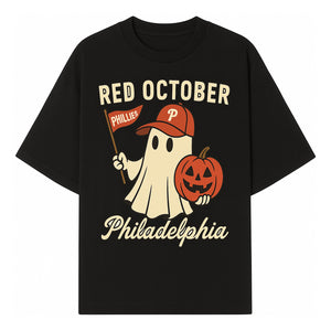 Philadelphia Phillies Ghost Halloween Shirt - Red October Pumpkin Tee - Spooky Baseball Fan Apparel - T-shirt 1758558737986.jpg