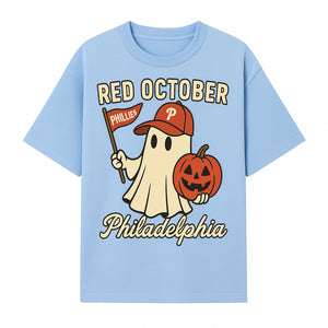 Philadelphia Phillies Ghost Halloween Shirt - Red October Pumpkin Tee - Spooky Baseball Fan Apparel - T-shirt 1758558738547.jpg