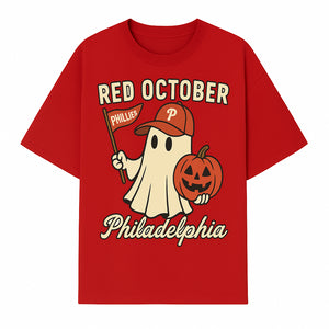 Philadelphia Phillies Ghost Halloween Shirt - Red October Pumpkin Tee - Spooky Baseball Fan Apparel - T-shirt 1758558739116.jpg
