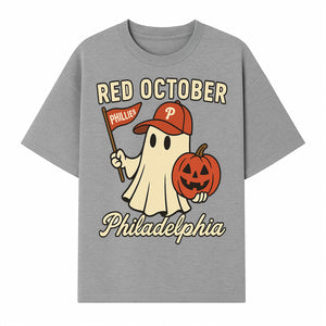 Philadelphia Phillies Ghost Halloween Shirt - Red October Pumpkin Tee - Spooky Baseball Fan Apparel - T-shirt 1758558739276.jpg