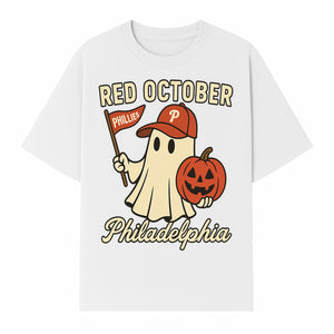 Philadelphia Phillies Ghost Halloween Shirt - Red October Pumpkin Tee - Spooky Baseball Fan Apparel - T-shirt 1758558739401.jpg