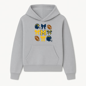 Michigan Football Cheer Bow Decor - Helmets & Bows | Team Spirit Wall Art | Game Day Decor | Sports Fan Home Decor - Hoodie 1758559966794.jpg