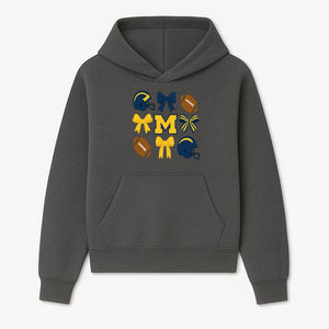 Michigan Football Cheer Bow Decor - Helmets & Bows | Team Spirit Wall Art | Game Day Decor | Sports Fan Home Decor - Hoodie 1758559967043.jpg