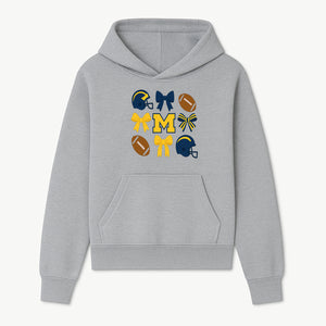 Michigan Football Cheer Bow Decor - Helmets & Bows | Team Spirit Wall Art | Game Day Decor | Sports Fan Home Decor - Hoodie 1758559968147.jpg