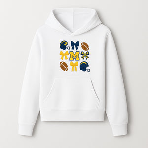 Michigan Football Cheer Bow Decor - Helmets & Bows | Team Spirit Wall Art | Game Day Decor | Sports Fan Home Decor - Hoodie 1758559968283.jpg