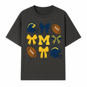 Michigan Football Cheer Bow Decor - Helmets & Bows | Team Spirit Wall Art | Game Day Decor | Sports Fan Home Decor - T-shirt 1758559969990.jpg