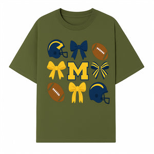 Michigan Football Cheer Bow Decor - Helmets & Bows | Team Spirit Wall Art | Game Day Decor | Sports Fan Home Decor - T-shirt 1758559970113.jpg