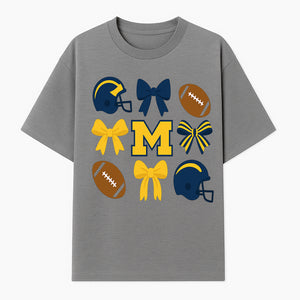 Michigan Football Cheer Bow Decor - Helmets & Bows | Team Spirit Wall Art | Game Day Decor | Sports Fan Home Decor - T-shirt 1758559970249.jpg