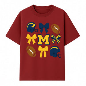 Michigan Football Cheer Bow Decor - Helmets & Bows | Team Spirit Wall Art | Game Day Decor | Sports Fan Home Decor - T-shirt 1758559970685.jpg