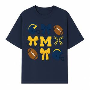 Michigan Football Cheer Bow Decor - Helmets & Bows | Team Spirit Wall Art | Game Day Decor | Sports Fan Home Decor - T-shirt 1758559970793.jpg