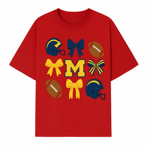 Michigan Football Cheer Bow Decor - Helmets & Bows | Team Spirit Wall Art | Game Day Decor | Sports Fan Home Decor - T-shirt 1758559970961.jpg