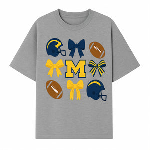 Michigan Football Cheer Bow Decor - Helmets & Bows | Team Spirit Wall Art | Game Day Decor | Sports Fan Home Decor - T-shirt 1758559971102.jpg