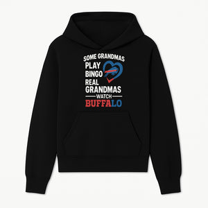 Buffalo Sports Grandma T-Shirt | Funny Gift for Grandmas Who Love Football | Bingo Play Humor | NFL Team Pride Apparel - Hoodie 1758559971689.jpg