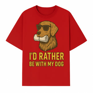 Funny Dog Lover T-Shirt: 'I'd Rather Be With My Dog' Vintage Style Graphic Tee - T-shirt 1758559972092.jpg
