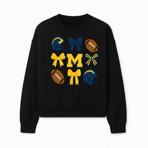 Michigan Football Cheer Bow Decor - Helmets & Bows | Team Spirit Wall Art | Game Day Decor | Sports Fan Home Decor - Sweatshirt 1758559972776.jpg