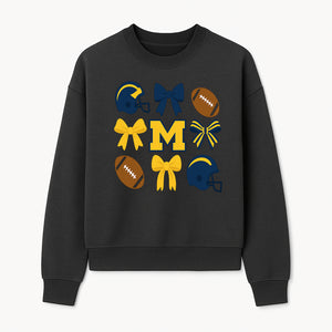 Michigan Football Cheer Bow Decor - Helmets & Bows | Team Spirit Wall Art | Game Day Decor | Sports Fan Home Decor - Sweatshirt 1758559972895.jpg
