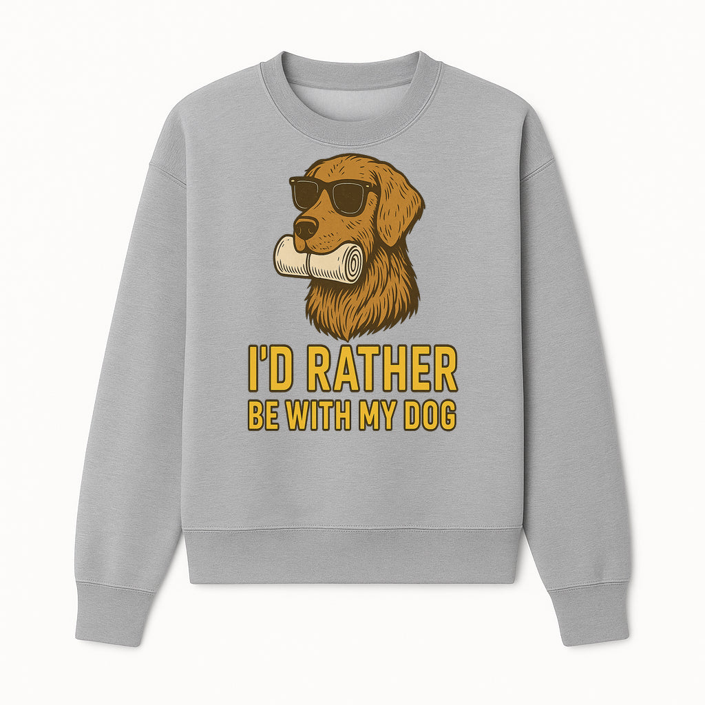 Funny Dog Lover T-Shirt: 'I'd Rather Be With My Dog' Vintage Style Graphic Tee - Sweatshirt 1758559973715.jpg