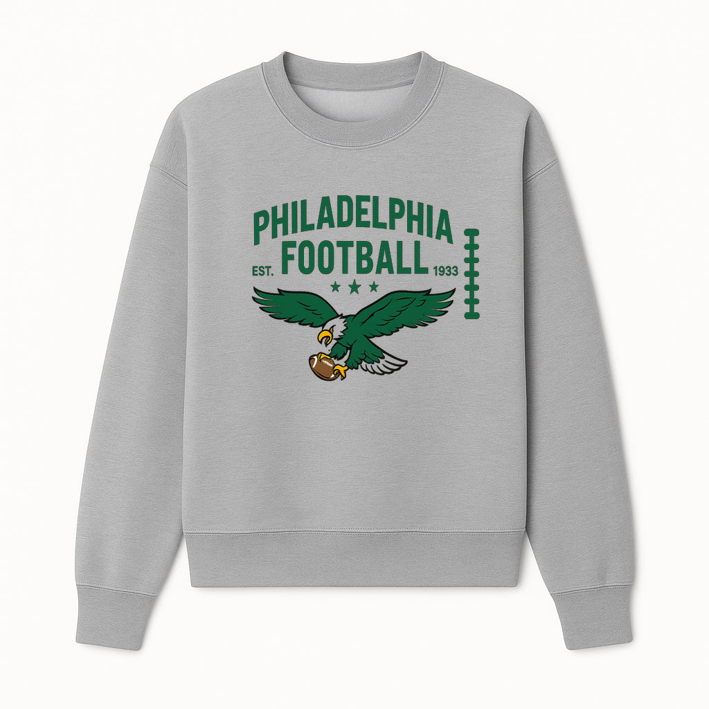 Philadelphia Football Vintage Eagle Graphic Tee, Established 1933, Sports Apparel, NFL Fan Merchandise, Classic Green Design - Sweatshirt 1758559973994.jpg