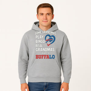 Buffalo Sports Grandma T-Shirt | Funny Gift for Grandmas Who Love Football | Bingo Play Humor | NFL Team Pride Apparel - Hoodie 1758559974274.jpg