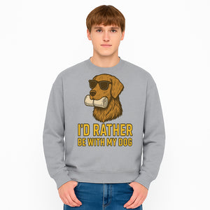 Funny Dog Lover T-Shirt: 'I'd Rather Be With My Dog' Vintage Style Graphic Tee - Sweatshirt 1758559976302.jpg