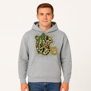 Camo Football Helmet with Bow Graphic Tee - Sports Apparel for Women, Cute Football Gift, Trendy Game Day Outfit - Hoodie 1758559976952.jpg