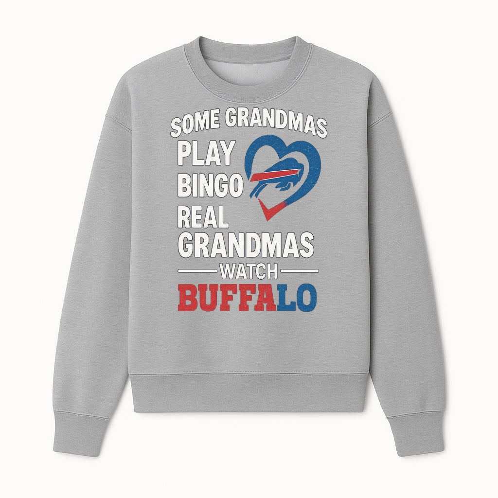 Buffalo Sports Grandma T-Shirt | Funny Gift for Grandmas Who Love Football | Bingo Play Humor | NFL Team Pride Apparel - Sweatshirt 1758559977284.jpg