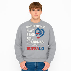 Buffalo Sports Grandma T-Shirt | Funny Gift for Grandmas Who Love Football | Bingo Play Humor | NFL Team Pride Apparel - Sweatshirt 1758559979900.jpg