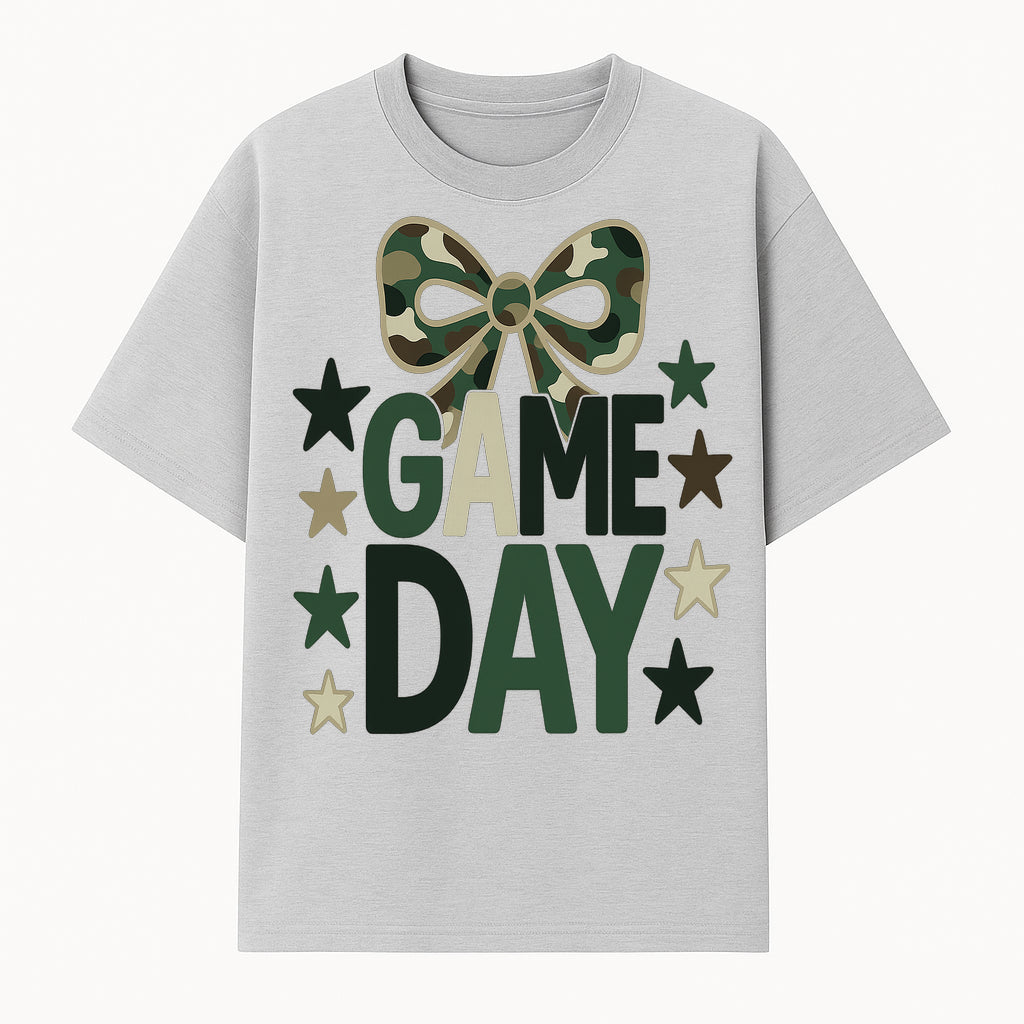 Camo Game Day Decor with Bow and Stars, Perfect for Sports Events, Team Spirit, and Home Decoration - T-shirt 1758559979949.jpg