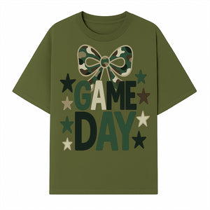 Camo Game Day Decor with Bow and Stars, Perfect for Sports Events, Team Spirit, and Home Decoration - T-shirt 1758559980338.jpg