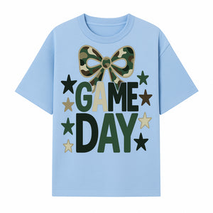 Camo Game Day Decor with Bow and Stars, Perfect for Sports Events, Team Spirit, and Home Decoration - T-shirt 1758559980594.jpg