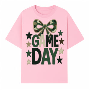 Camo Game Day Decor with Bow and Stars, Perfect for Sports Events, Team Spirit, and Home Decoration - T-shirt 1758559980725.jpg