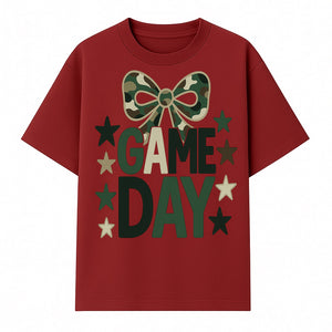 Camo Game Day Decor with Bow and Stars, Perfect for Sports Events, Team Spirit, and Home Decoration - T-shirt 1758559980846.jpg