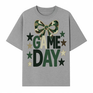 Camo Game Day Decor with Bow and Stars, Perfect for Sports Events, Team Spirit, and Home Decoration - T-shirt 1758559981231.jpg