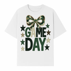 Camo Game Day Decor with Bow and Stars, Perfect for Sports Events, Team Spirit, and Home Decoration - T-shirt 1758559981376.jpg