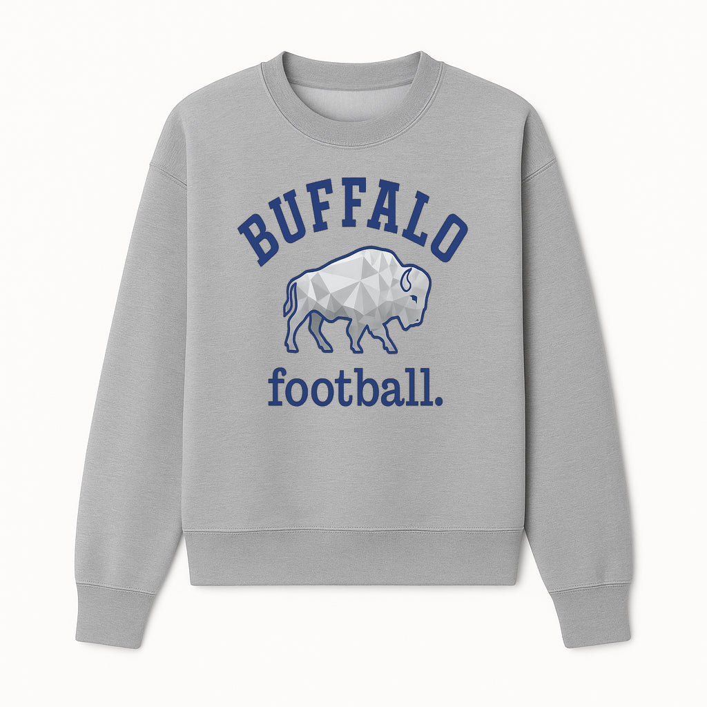 Buffalo Football Graphic T-Shirt, Geometric Bison Design, Sport Team Apparel, Casual Wear, Gift for Fans, Blue and White Themes - Sweatshirt 1758559981738.jpg